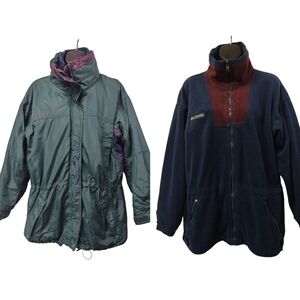 Vintage Columbia Sportswear Womens Size Large 2-in- One Green Blue Jacket Sz L